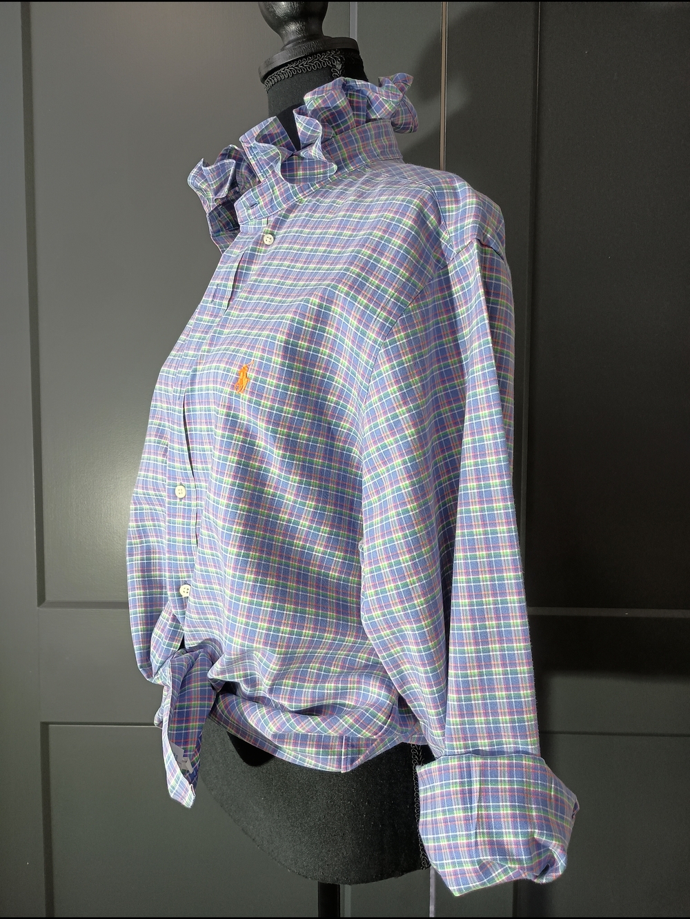 Upcycled Women's Ralph Lauren Ruffled Collar Shirt